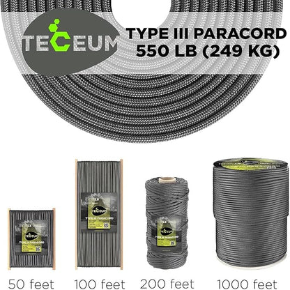 TECEUM 5/32" Paracord Rope 1000 – 1000ft / 200ft / 100ft / 50ft – Tactical - Image 9