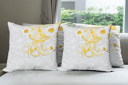 Ambesonne Daffodil Throw Pillow Cushion Case Pack of 4, Daffodils on Ornate by Ambesonne