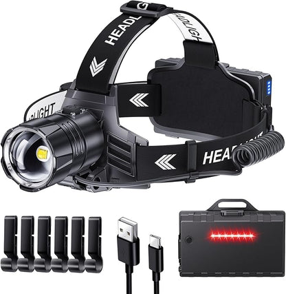 Sinvimes 99000 High Lux LED Rechargeable Headlamp, 95H Long Battery Life Head by SINVIMES