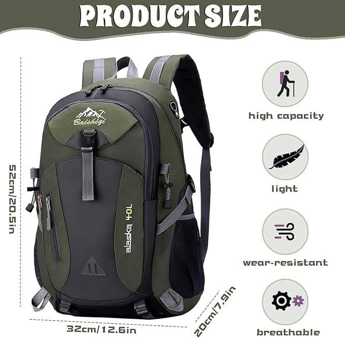 40L Hiking Backpack, Lightweight Daypack - Image 2