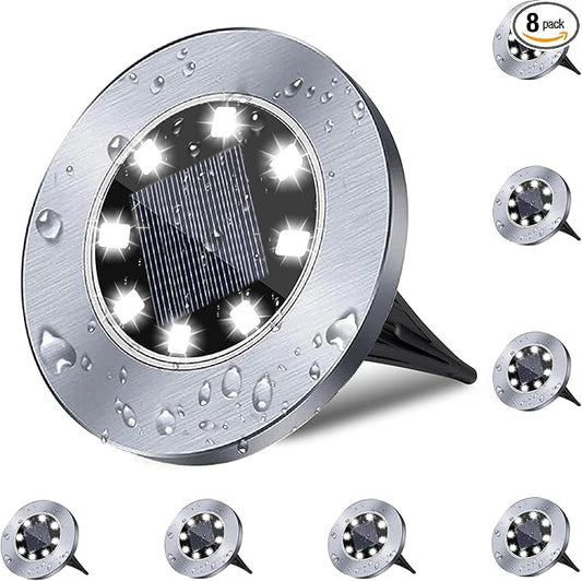 4.6 Inch Diameter Solar Ground Lights, Waterproof Solar Garden Lights, Outdoor by Rayolon