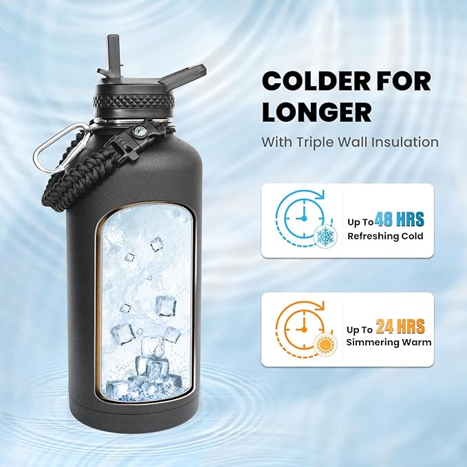 RAYMYLO Insulated Water Bottle 87 oz, Triple Wall Vacuum Stainless Steel - Image 2