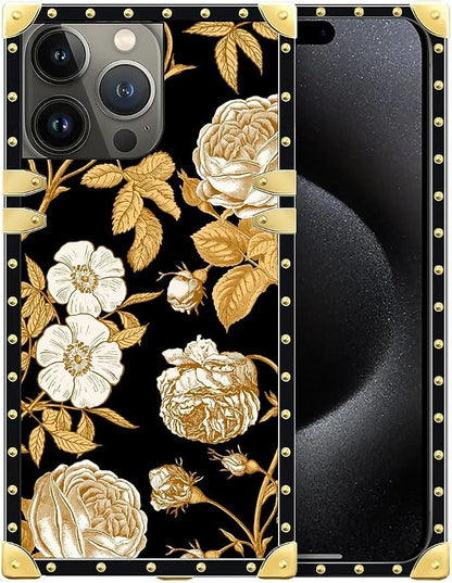 Compatible with iPhone 16 Pro Max Case, Blooming Rose Golden Flower Luxury by Unknown