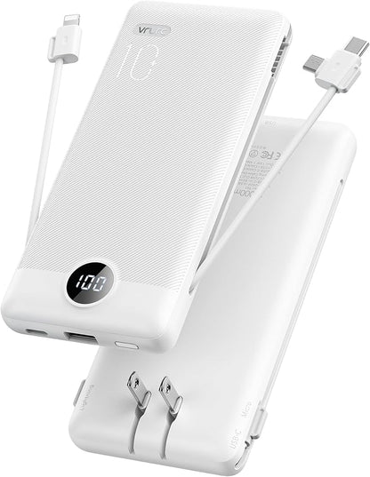 VRURC Portable Charger with Cables and Wall Plug | Power Bank with Cords | by Home