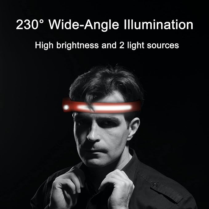 EGUKU Headlamp Rechargeable, Rechargeable LED Headlamps 1200Lumens 2 COB - Image 7