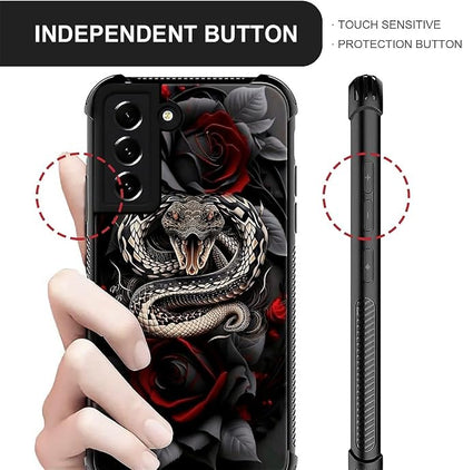 for Samsung Galaxy S22 Case, Entwined Rose Snake Pattern Graphic Design Girl - Image 4