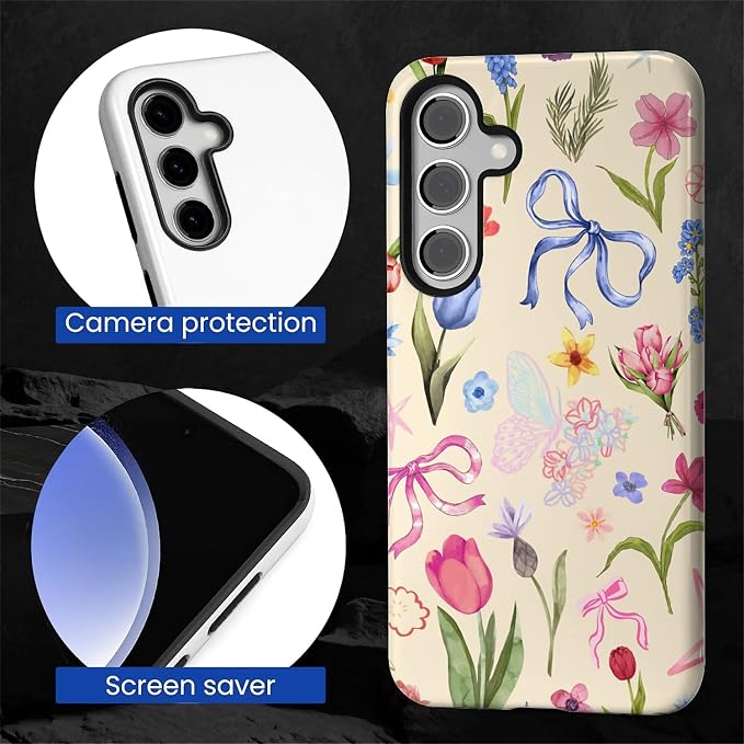 for Samsung Galaxy S25 Plus Case, HL2 Aesthetic Flower Preppy Collage Hybrid 2 - Image 4