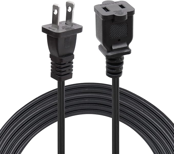 Long 2 Prong Extension Power Cord 16.5FT, Polarized Plug Flexible Power Cable by Yeatel
