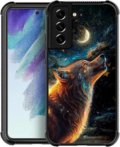 for Samsung Galaxy S21 FE Case, Star Cave Hungry Wolf Pattern Graphic Design by FKBRCL4U