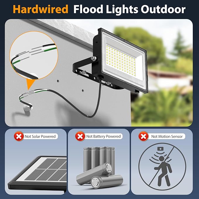 Onforu 120W LED Flood Light Outdoor, 12000LM Security Lights, IP66 Waterproof - Image 2