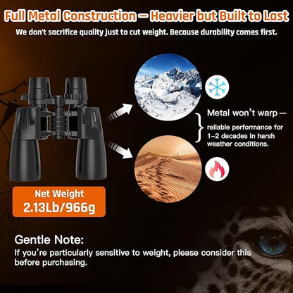 10-30x50 Zoom Binoculars for Adults, High Powered Military Binoculars for Bird - Image 2