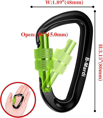 B-Mardi Carabiner Clips Heavy Duty 12kN-Lightweight Locking Carabiners - Image 2