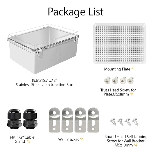 LeMotech Electrical Box, IP67 Waterproof Hinged Clear Cover Stainless Steel - Image 8