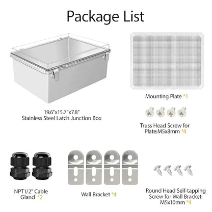 LeMotech Electrical Box, IP67 Waterproof Hinged Clear Cover Stainless Steel - Image 8
