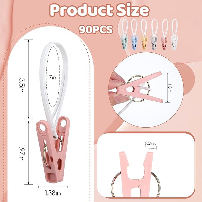 90 Pack Multi Purpose Laundry Hooks Hanging Clips, Clothes Pins - Image 4