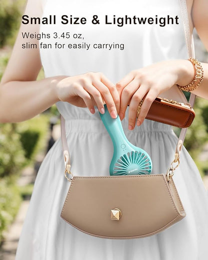 TriPole 2 Pack Handheld Mini Portable Fans Blue, Rechargeable Battery Operated - Image 3