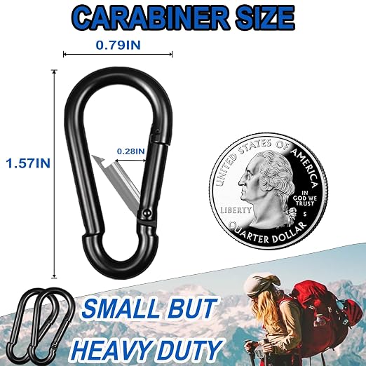 40PCS M4 Heavy Duty Carabiner Clip, 1.57Inch Snap Hook Quick Link Small - Image 2