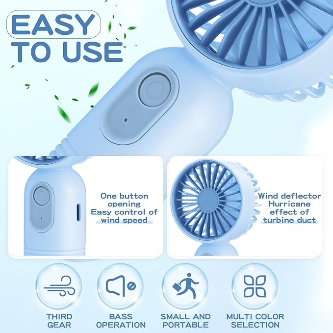 Rossesay 6 Pcs Mini Portable Fan Bulk Cute Handheld Lightweight Small Little - Image 3