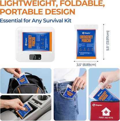 4 Pack Emergency Mylar Blanket Poncho | Waterproof Rain Ponchos | Reusable - Image 5