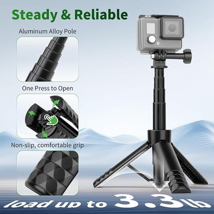 JOILCAN 25.2" Selfie Stick Tripod, Action Camera Vlog Tripod, Portable Handle - Image 5