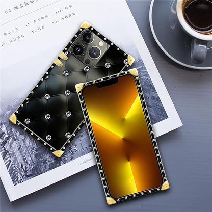 Compatible with iPhone 13 Pro Case, Shiny Black Sofa Crystal Luxury Golden - Image 6