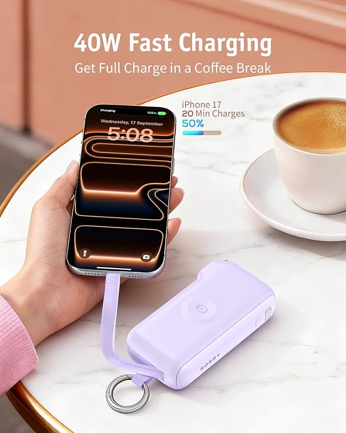 RORRY Flow Portable Charger, 10000mAh 40W Fast Charging Power Bank - Image 4