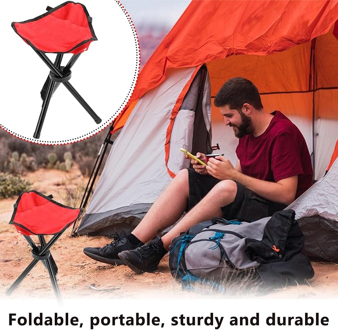 Travel Folding Camping Stool, 17.7 Inch Outdoor Tripod Seat Portable Fishing - Image 7