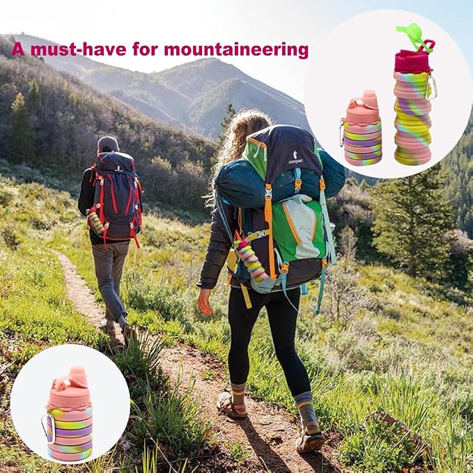 Silicone Collapsible Water Bottles, 16oz 500ml Portable Foldable Expandable - Image 8