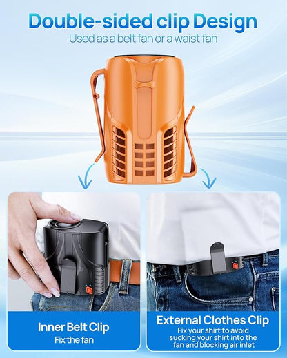 Portable Personal Waist Fan& Neck Fan, 14000RPM Brushless Motor, 40H Runtime - Image 6