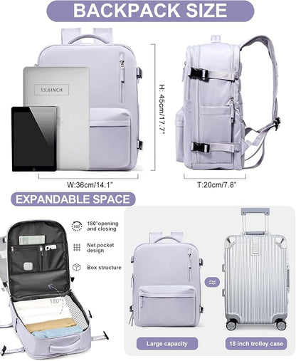 WONHOX Large Travel Backpack Carry on Flight Approved Laptop Work Business - Image 3