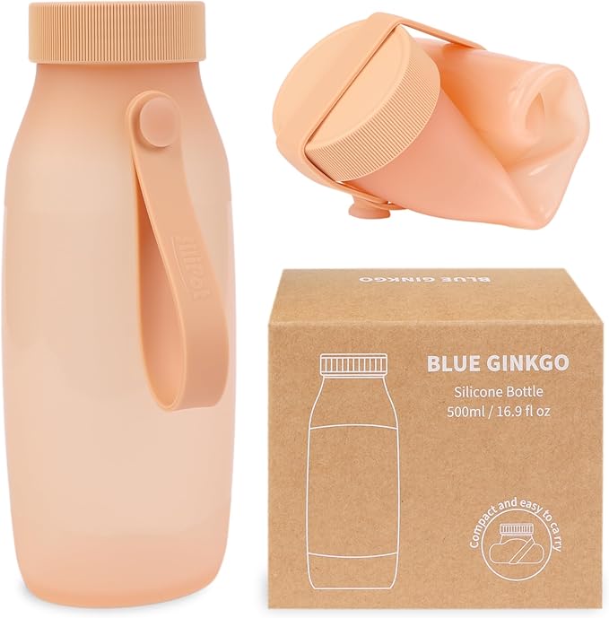 BLUE GINKGO Collapsible Water Bottle – Lightweight, Foldable Silicone Bottle by BLUEGINKGO