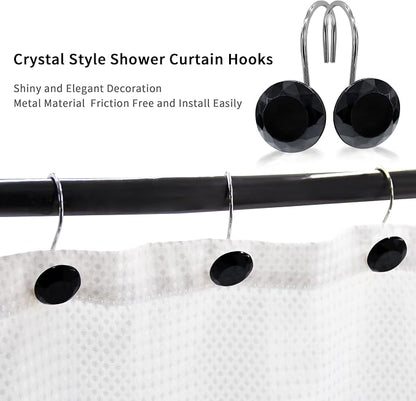 MitoVilla Black Shower Curtain Hooks Rings, Metal Shower Hooks - Image 3