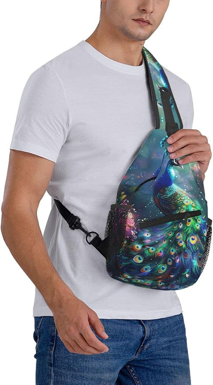 Peacock Sling Bag For Women Men Fashion Backpack Crossbody Beautiful Peacock - Image 8