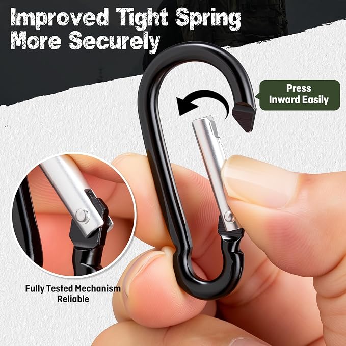 24 PCS Small Carabiner Clips, Spring Snap, Keychains Hooks, Backpacking - Image 3