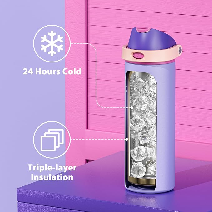24 oz Insulated Water Bottle for Women: Meoky Stainless Steel Metal Water Bottle - Image 4