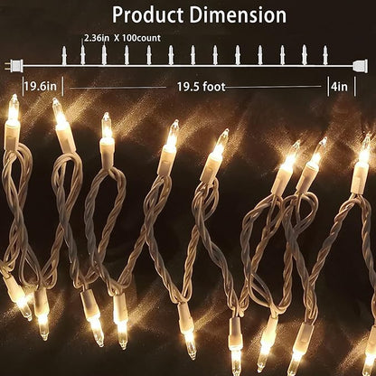 HISHINY Christmas Lights 100 Count Mini Clear Lights 21ft White Wire Christmas - Image 2