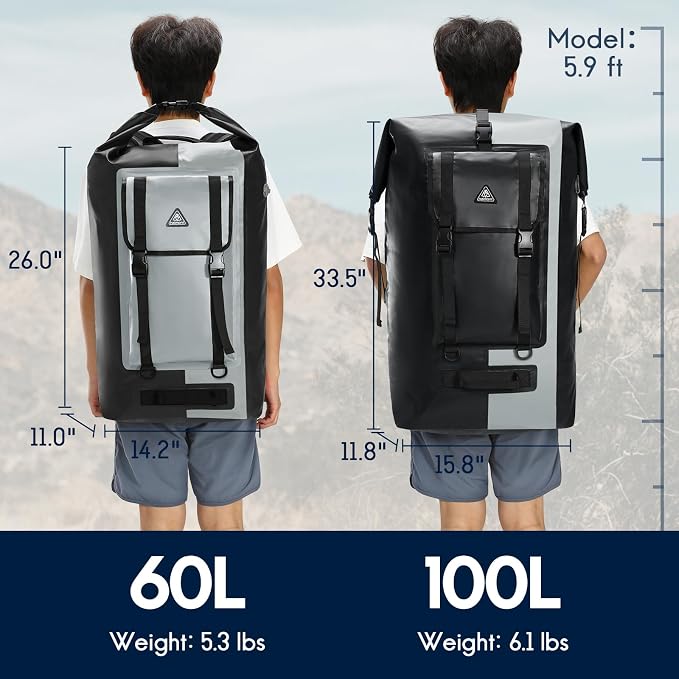 Haimont 100L Waterproof Backpack Large Roll Top Dry Backpacks Marine Dry Bags - Image 6