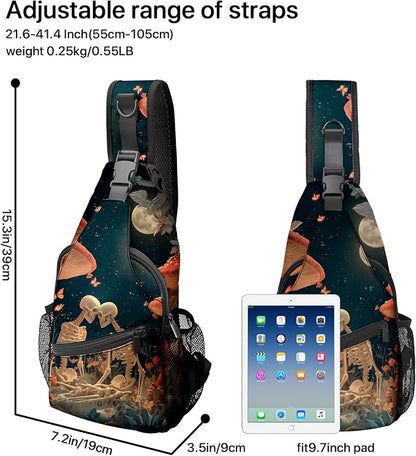 FyLybois Skull Sling Bag for Women Lightweight Crossbody Backpack Casual Daypack - Image 5