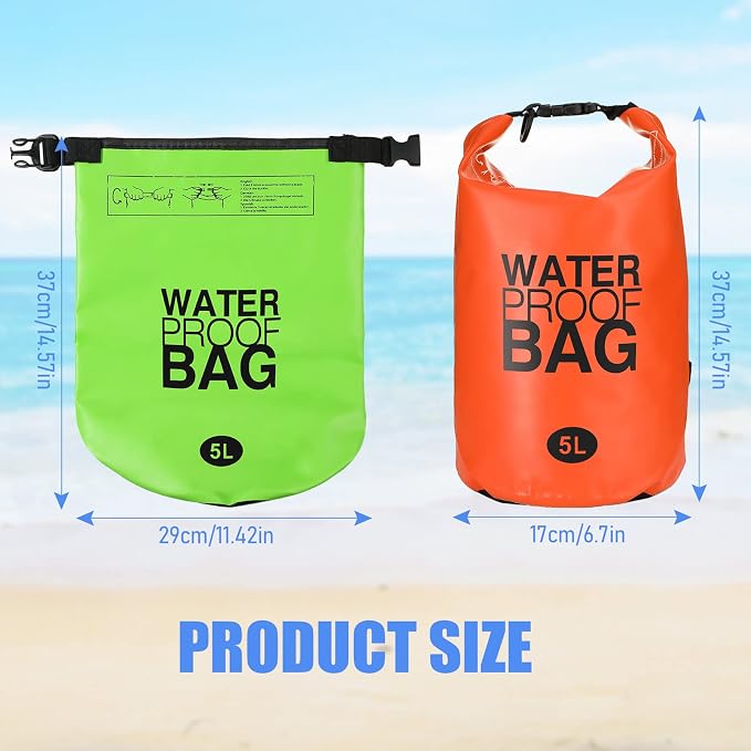 Jexine 15 Pack Dry Bag Waterproof, 5L Ultralight Dry Sacks Roll Top Storage Bag - Image 2