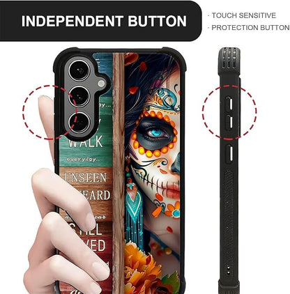 for Samsung Galaxy S24 S25 Plus Case, Sugar Skull Day of Death Halloween - Image 5