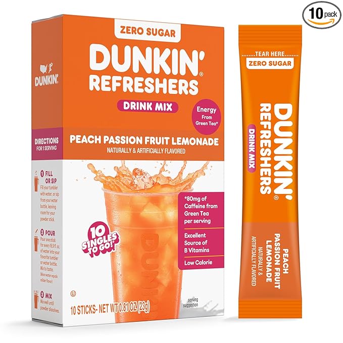 Dunkin’ Zero Sugar Refreshers Singles To Go! Powdered drink mix packets by SINGLESTOGO