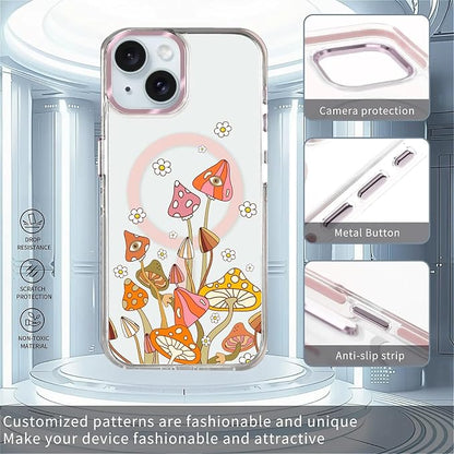 Case for iPhone 14 Plus/15 Plus, Retro Mushroom Sunflower Phone Case Design，for - Image 2