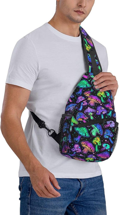 Bright Mushrooms Sling Bag For Women Men Mushroom Backpack Crossbody Shoulder - Image 8