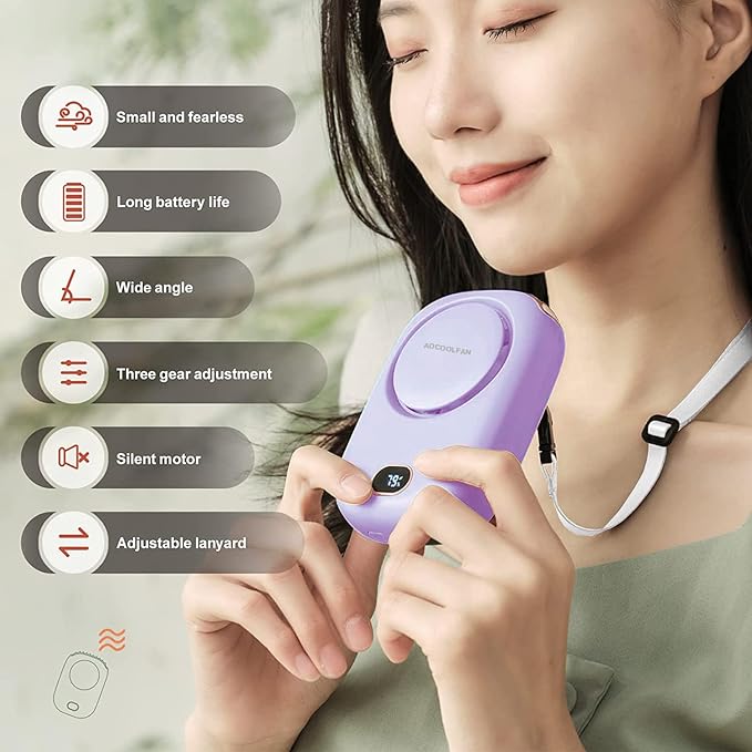 Portable Neck Fan, Mini Small Personal Handheld Fan USB Rechargeable 3 Speed - Image 2