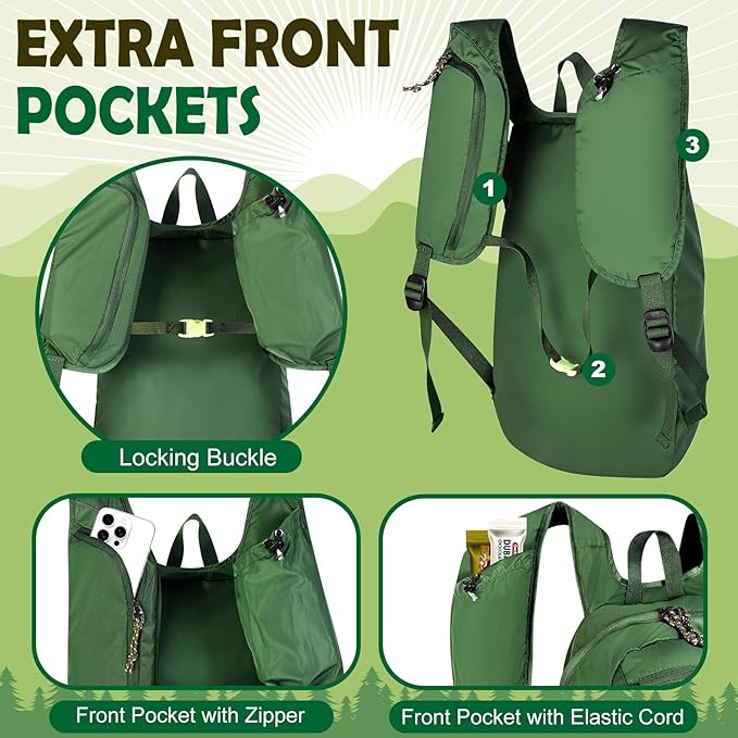 12L Ultralight & Thin Packable Daypack, Small Foldable Hiking Backpack Travel - Image 2