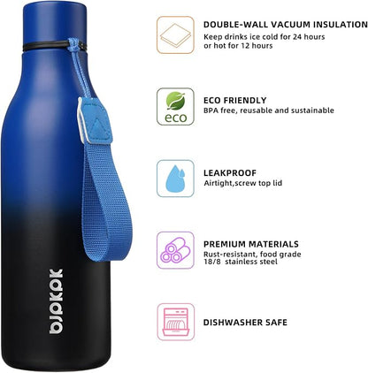 BJPKPK Insulated Water Bottles, 18 oz Stainless Steel Metal Water Bottle - Image 2