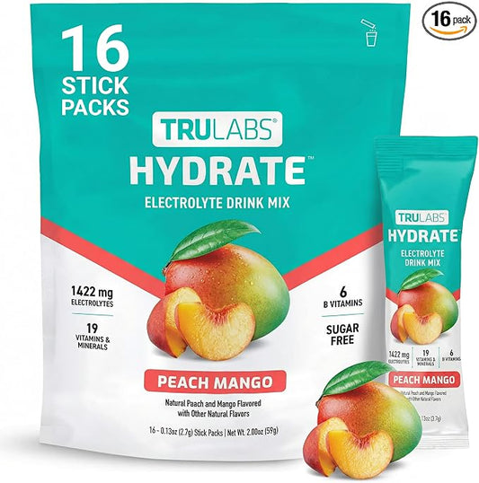 TRULABS Hydrate Electrolyte Drink Mix – Peach Mango Flavor, Sugar-Free by Unknown