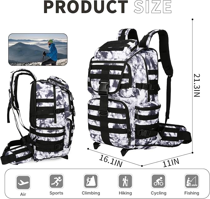 50L Military Tactical Backpack 3 Day Assault Pack Molle Daypack Hiking Backpack - Image 2