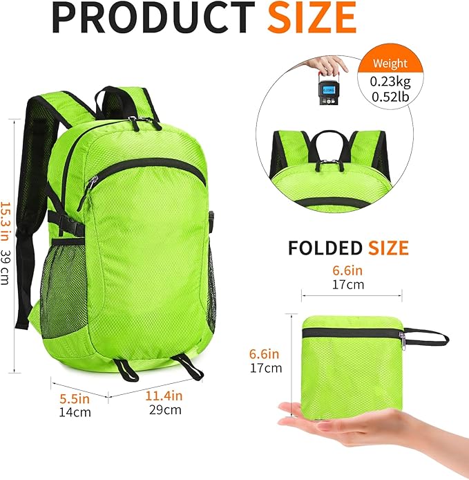 Small Hiking Daypack, 15L Water-Resistant Hiking Backpack Packable Lightweight - Image 2