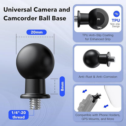 20mm Ball Mount to 1/4"-20 Thread Adapter – TPU Anti-Slip Base - Image 2